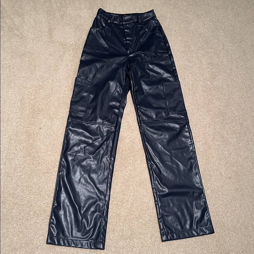 Fashion Nova Midnight Blue Faux Leather Pants